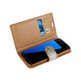 REIKO SAMSUNG GALAXY S7 JEWELRY RHINESTONE WALLET CASE IN GOLD
