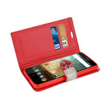 REIKO ZTE PRESTIGE JEWELRY RHINESTONE WALLET CASE IN RED