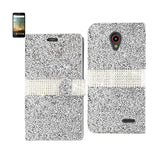 REIKO ZTE PRESTIGE JEWELRY RHINESTONE WALLET CASE IN SILVER
