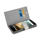 REIKO ZTE PRESTIGE JEWELRY RHINESTONE WALLET CASE IN SILVER