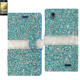 REIKO ZTE WARP ELITE JEWELRY RHINESTONE WALLET CASE IN BLUE