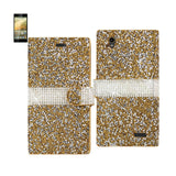 REIKO ZTE WARP ELITE JEWELRY RHINESTONE WALLET CASE IN GOLD