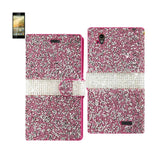 REIKO ZTE WARP ELITE JEWELRY RHINESTONE WALLET CASE IN PINK