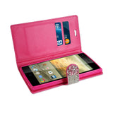 REIKO ZTE WARP ELITE JEWELRY RHINESTONE WALLET CASE IN PINK