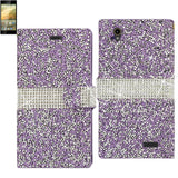 REIKO ZTE WARP ELITE JEWELRY RHINESTONE WALLET CASE IN PURPLE