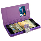 REIKO ZTE WARP ELITE JEWELRY RHINESTONE WALLET CASE IN PURPLE