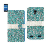 REIKO ZTE ZMAX 2 JEWELRY RHINESTONE WALLET CASE IN BLUE