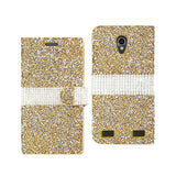 REIKO ZTE ZMAX 2 JEWELRY RHINESTONE WALLET CASE IN GOLD
