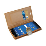REIKO ZTE ZMAX 2 JEWELRY RHINESTONE WALLET CASE IN GOLD