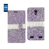 REIKO ZTE ZMAX 2 JEWELRY RHINESTONE WALLET CASE IN PURPLE