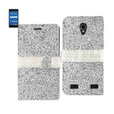 REIKO ZTE ZMAX 2 JEWELRY RHINESTONE WALLET CASE IN SILVER