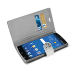 REIKO ZTE ZMAX 2 JEWELRY RHINESTONE WALLET CASE IN SILVER