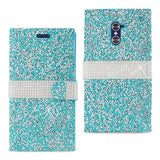 REIKO ZTE GRAND X MAX 2 JEWELRY RHINESTONE WALLET CASE IN BLUE