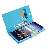 REIKO ZTE GRAND X MAX 2 JEWELRY RHINESTONE WALLET CASE IN BLUE