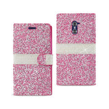 REIKO ZTE GRAND X MAX 2 JEWELRY RHINESTONE WALLET CASE IN PINK