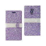 REIKO ZTE GRAND X MAX 2 JEWELRY RHINESTONE WALLET CASE IN PURPLE
