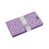 REIKO ZTE GRAND X MAX 2 JEWELRY RHINESTONE WALLET CASE IN PURPLE
