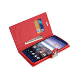 REIKO ZTE GRAND X MAX 2 JEWELRY RHINESTONE WALLET CASE IN RED
