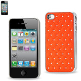 REIKO IPHONE 4/4S JEWELRY DIAMOND STUDS METAL PLATED CASE IN ORANGE