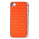 REIKO IPHONE 4/4S JEWELRY DIAMOND STUDS METAL PLATED CASE IN ORANGE