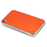 REIKO IPHONE 4/4S JEWELRY DIAMOND STUDS METAL PLATED CASE IN ORANGE