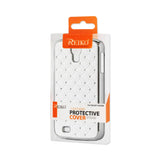 REIKO SAMSUNG GALAXY S4 JEWELRY DIAMOND STUDS METAL PLATED CASE IN WHITE
