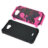 REIKO KYOCERA HYDRO WAVE HYBRID LEATHER CAMOUFLAGE CASE IN ARMY PINK