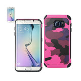 REIKO SAMSUNG GALAXY S6 EDGE HYBRID LEATHER CAMOUFLAGE CASE IN PINK