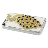 REIKO IPHONE 5C JEWELRY 3D PEACOCK GENUINE LEATHER CASE IN BLACK