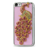 REIKO IPHONE 5C JEWELRY 3D PEACOCK GENUINE LEATHER CASE IN HOT PINK