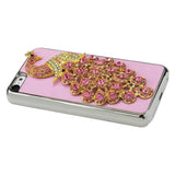 REIKO IPHONE 5C JEWELRY 3D PEACOCK GENUINE LEATHER CASE IN HOT PINK