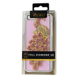 REIKO IPHONE 5C JEWELRY 3D PEACOCK GENUINE LEATHER CASE IN HOT PINK