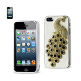 REIKO IPHONE SE/ 5S/ 5 JEWELRY 3D PEACOCK GENUINE LEATHER CASE IN BLACK