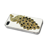 REIKO IPHONE SE/ 5S/ 5 JEWELRY 3D PEACOCK GENUINE LEATHER CASE IN BLACK