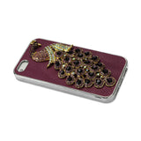 REIKO IPHONE SE/ 5S/ 5 JEWELRY 3D PEACOCK GENUINE LEATHER CASE IN PURPLE