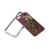 REIKO IPHONE SE/ 5S/ 5 JEWELRY 3D PEACOCK GENUINE LEATHER CASE IN PURPLE