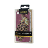 REIKO IPHONE SE/ 5S/ 5 JEWELRY 3D PEACOCK GENUINE LEATHER CASE IN PURPLE