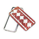 Chain Diamond Case For Iphone5 White Stripes& Rhombus Patter Red