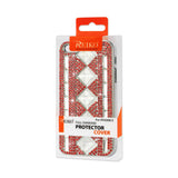 Chain Diamond Case For Iphone5 White Stripes& Rhombus Patter Red