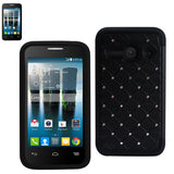 REIKO ALCATEL ONE TOUCH EVOLVE 2 HYBRID HEAVY DUTY JEWELRY DIAMOND CASE IN BLACK