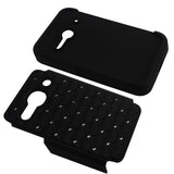 REIKO ALCATEL ONE TOUCH EVOLVE 2 HYBRID HEAVY DUTY JEWELRY DIAMOND CASE IN BLACK