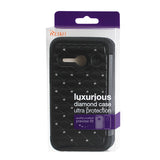 REIKO ALCATEL ONE TOUCH EVOLVE 2 HYBRID HEAVY DUTY JEWELRY DIAMOND CASE IN BLACK