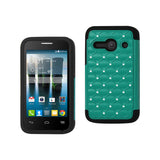 REIKO ALCATEL ONE TOUCH EVOLVE 2 HYBRID HEAVY DUTY JEWELRY DIAMOND CASE IN BLACK GREEN
