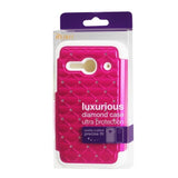 REIKO ALCATEL ONE TOUCH EVOLVE 2 HYBRID HEAVY DUTY JEWELRY DIAMOND CASE IN WHITE HOT PINK