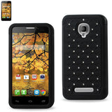 REIKO ALCATEL ONE TOUCH FIERCE HYBRID HEAVY DUTY JEWELRY DIAMOND CASE IN BLACK
