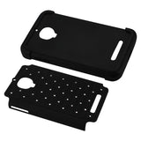 REIKO ALCATEL ONE TOUCH FIERCE HYBRID HEAVY DUTY JEWELRY DIAMOND CASE IN BLACK