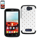 REIKO ALCATEL ONE TOUCH FIERCE 2 HYBRID HEAVY DUTY JEWELRY DIAMOND CASE IN BLACK WHITE