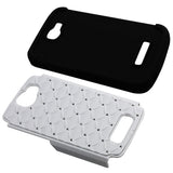 REIKO ALCATEL ONE TOUCH FIERCE 2 HYBRID HEAVY DUTY JEWELRY DIAMOND CASE IN BLACK WHITE