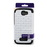 REIKO ALCATEL ONE TOUCH FIERCE 2 HYBRID HEAVY DUTY JEWELRY DIAMOND CASE IN BLACK WHITE
