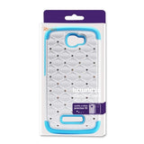 REIKO ALCATEL ONE TOUCH FIERCE 2 HYBRID HEAVY DUTY JEWELRY DIAMOND CASE IN BLUE WHITE